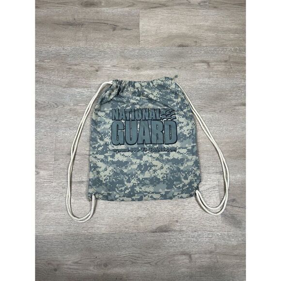 US Army National Guard Camo Light Weight Sinch Drawstring Backpack Bag - Picture 1 of 6